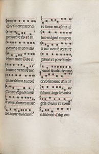 Missale: Fol. 112: bevat wat muziek als onderdeel van de Palmzondag liturgie, 1469 door Bartolomeo Caporali