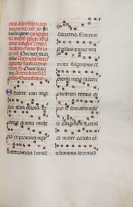 Missaal: Fol. 153: Muziek voor Exultet, 1469 door Bartolomeo Caporali