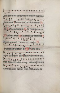 Missale: Fol. 154: Muziek voor Exultet, 1469 door Bartolomeo Caporali