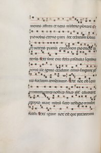 Missale: Fol. 154v: Muziek voor Exultet, 1469 door Bartolomeo Caporali