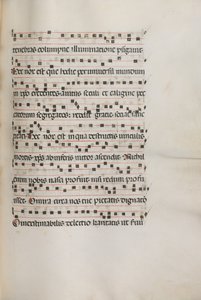 Missaal: Fol. 155: Muziek voor Exultet, 1469 door Bartolomeo Caporali