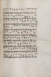 Missaal: Fol. 157: Muziek voor Exultet, 1469 door Bartolomeo Caporali