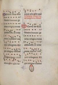 Missale: Fol. 182: Muziek voor verschillende gewone gebeden door Bartolomeo Caporali