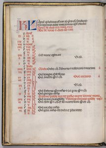 Missaal: Fol. 4v: April Kalenderpagina, 1469 door Bartolomeo Caporali