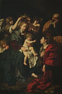 De Heilige Familie met St. Catharina door Bartolomeo Cavarozzi