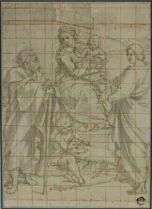 Heilige Familie met Sint Jan de Evangelist en de jonge Johannes de Doper