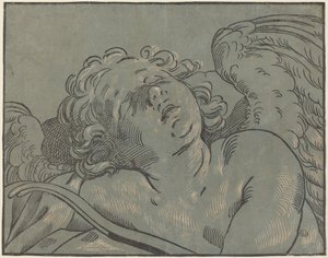 Cupido Slaapt door Bartolomeo Coriolano after Guido Reni
