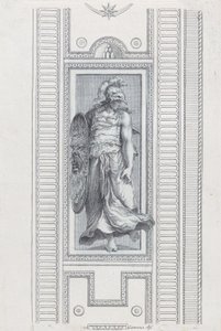 Plaat 15: mythologisch figuur met helm en schild