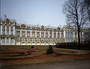 Uitzicht op het paleis Catherine, gerealiseerd door architect Bartolomeo Francesco Rastrelli, 1752-1756, Pushkin, Rusland