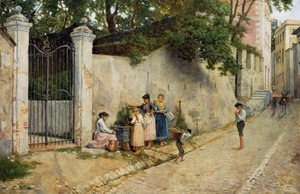 Bij de fontein door Bartolomeo Giuliano