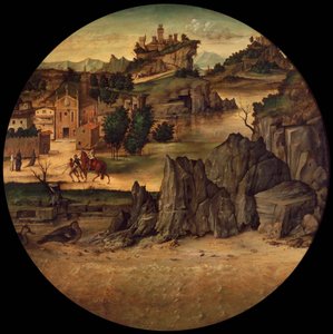 Landschap met kastelen door Bartolomeo Montagna