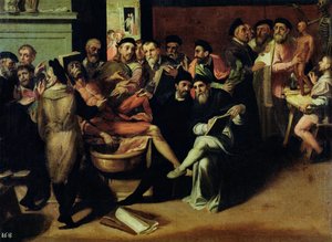 Een anatomieles voor kunstenaars door Bartolomeo Passarotti