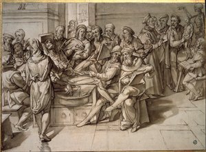 Anatomische les gegeven door Michelangelo Buonarroti, ook bekend als Michelangelo