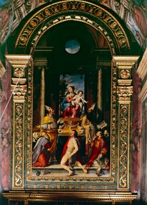 Madonna en Kind Enthroned met Sint Antonius door Bartolomeo Passarotti