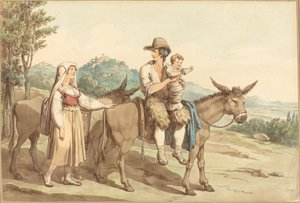 Een Boerenfamilie en Twee Ezelinnen door Bartolomeo Pinelli