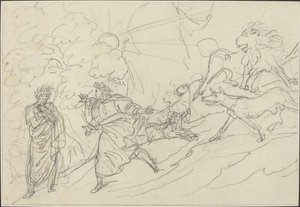 Dante vlucht voor de wilde beesten en ontmoet Virgil door Bartolomeo Pinelli
