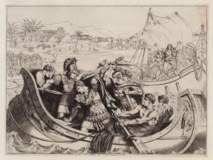 Dood van Pompeius, 48 v.Chr. (ets) door Bartolomeo Pinelli
