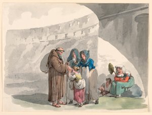 Tekening, Groet van een kluizenaar, 1807-08 door Bartolomeo Pinelli