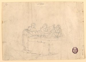 Tekening, Drie vrouwen wassen, 1800-25 door Bartolomeo Pinelli