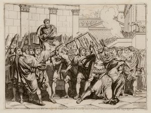 Gaius Servilius Ahala doodt Spurius Maelius, 439 v.Chr. (ets)