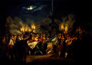 Nachtelijke dans op Piazza Barberini na de oogst