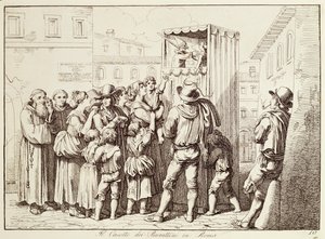 Poppenkast in Rome door Bartolomeo Pinelli