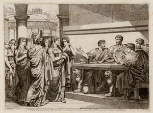 Offer van de vrouwen van Rome (ets) door Bartolomeo Pinelli