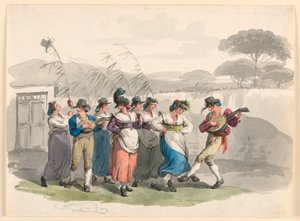 "Saltarello Romano," dansende boeren in de buurt van Rome