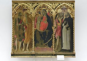 Madonna met kind en de heiligen Johannes de Doper, Maria Magdalena door Bartolomeo di Tommaso da Foligno