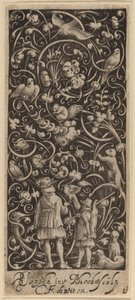 Ornament met loofwerk en vogels door Bartolomeus van Lochom after Hans Janssen