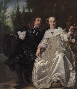 Abraham del Court en zijn vrouw Maria de Kaersgieter, 1654 door Bartolomeus van der Helst