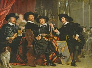 De ambtenaren van de Compagnie van Boogschutters van St. Sebastian in Amsterdam, 1653 door Bartolomeus van der Helst