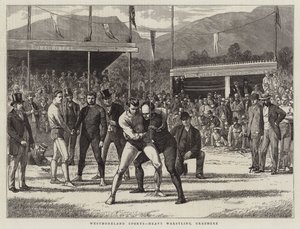 Westmoreland sporten, zwaar worstelen, Grasmere door Basil Bradley