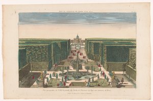 Gezicht op een laan van een tuin van de paus in de omgeving van de stad Rome door Basset