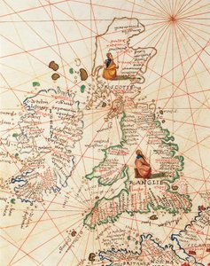 Europa: Groot-Brittannië en Ierland, uit Atlas van de Wereld in drieëndertig Kaarten, door Battista Agnese door Battista Agnese