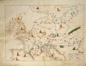Europa, uit Atlas van de Wereld in drieëndertig Kaarten, door Battista Agnese door Battista Agnese