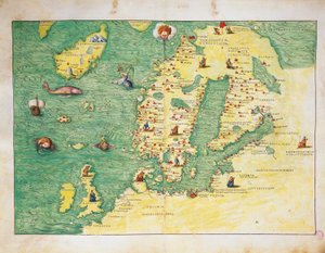 Noord-Europa, uit Atlas van de Wereld in drieëndertig Kaarten, door Battista Agnese door Battista Agnese