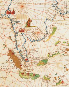 De Indische Oceaan en deel van Azië en Afrika: Maleisië en eilanden Java en Sumatra, uit Atlas van de Wereld in drieëndertig Kaarten, door Battista Agnese