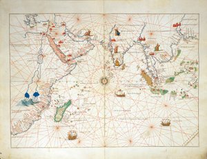 De Indische Oceaan en een deel van Azië en Afrika, uit Atlas van de Wereld in drieëndertig Kaarten, door Battista Agnese