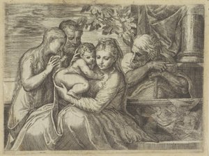 Heilige Familie met heiligen