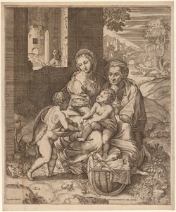 De Heilige Familie (La Perla) (naar Raphael) door Battista Angolo del Moro