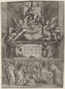Graf van een Bisschop door Battista Angolo del Moro after Parmigianino
