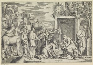Aanbidding door de koningen door Battista Franco