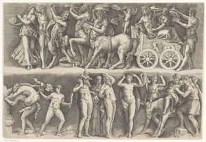 Antiek reliëf met Bacchus en Ariadne door Battista Franco