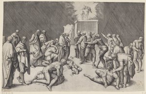 Ark van het Verbond in de tempel van Dagon door Battista Franco