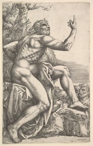 Johannes de Doper Predikend in de Wildernis door Battista Franco Veneziano