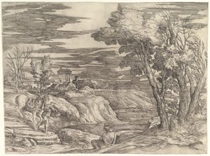 Landschap met een ruiter en zijn knecht, ca. 1552-61