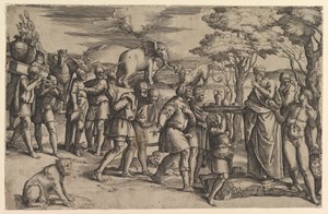 Melchizadek Biedt Brood en Wijn aan Abraham door Battista Franco Veneziano