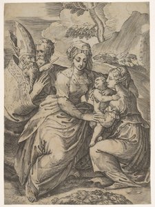 Madonna en Kind met Heiligen naar Parmigianino