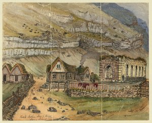 Kirk G boe Inn en ruïnes Faeröer Eilanden door Bayard Taylor